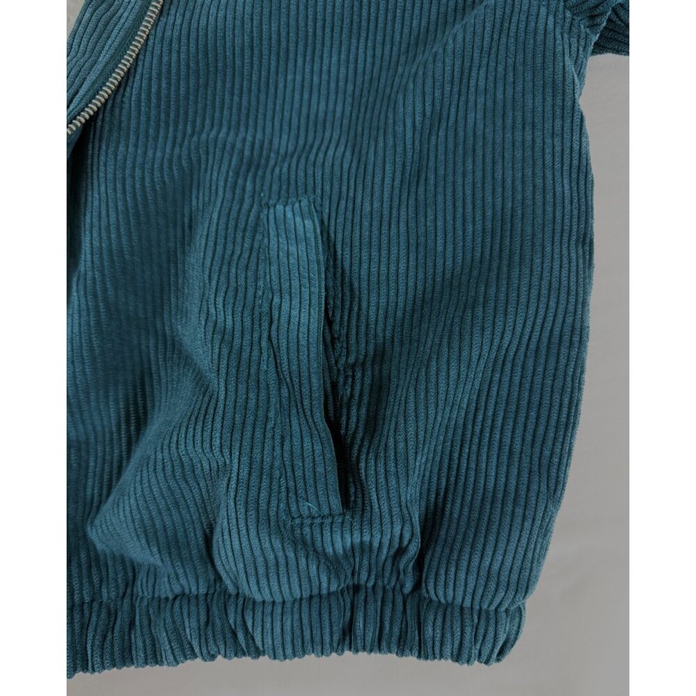 Women’s Y2K Teal Corduroy Sherpa Lined Zip Hoodie Jacket Large Cozy Retro Soft - Picture 5 of 12